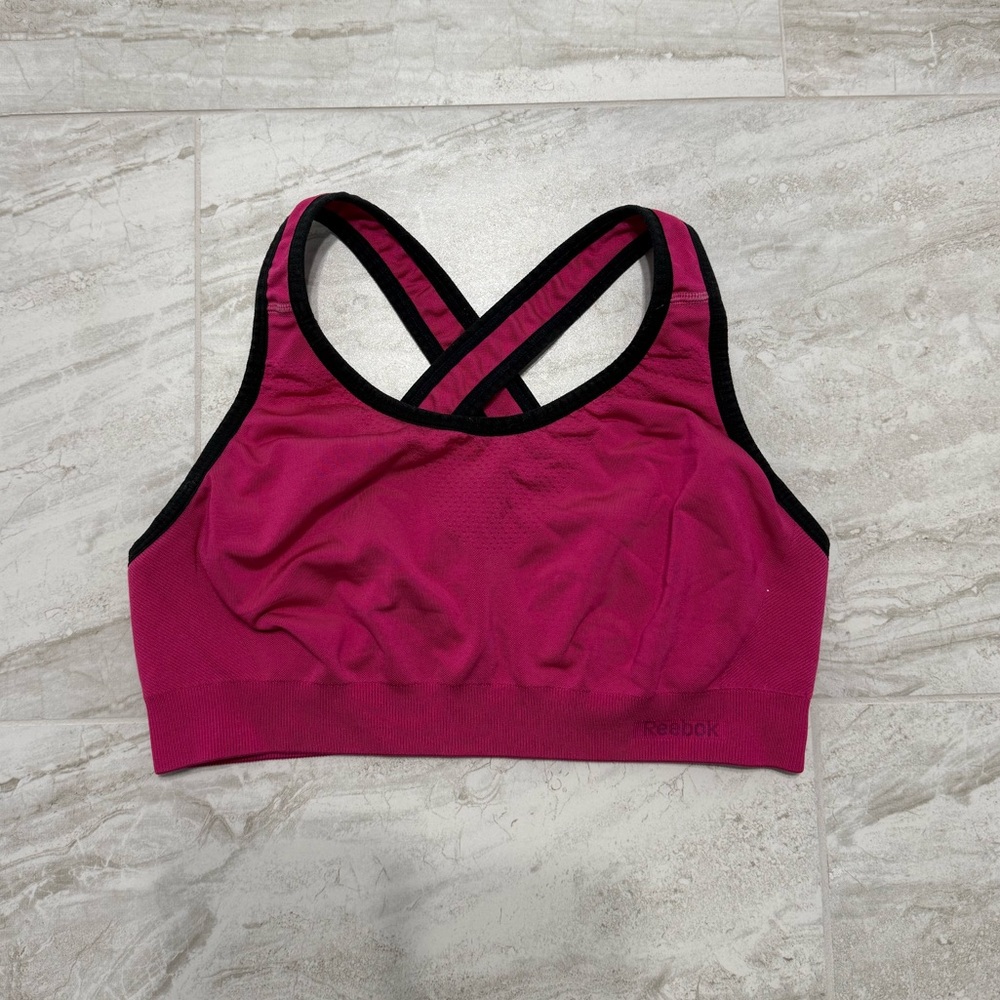 Reebok Magenta Sports Bra with Black Trim and Crossback